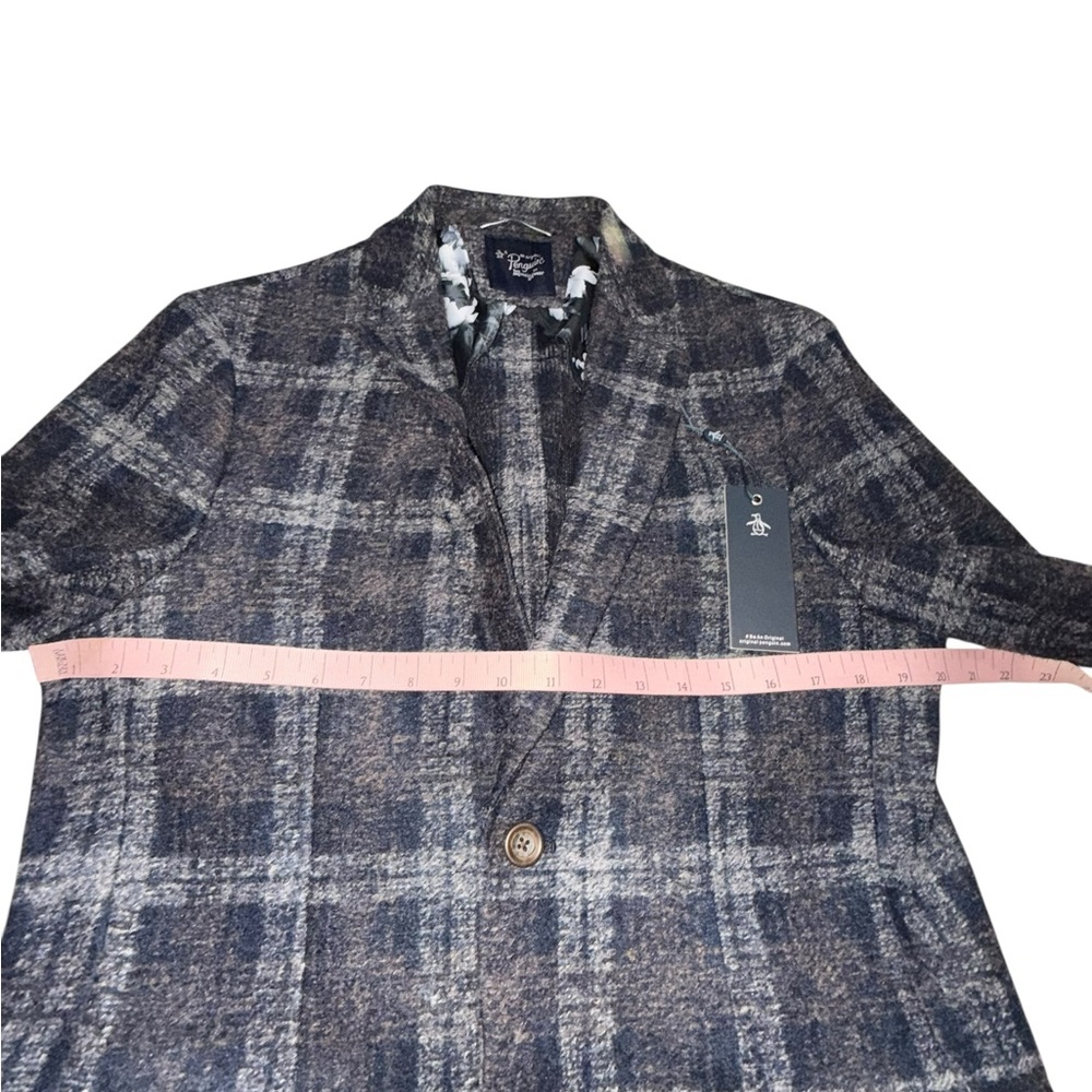 Original Penguin "Orlan" Slim Fit Sport Coat in a textured grey plaid 36R nwt - Picture 3 of 9